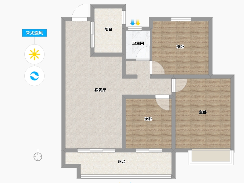 山东省-泰安市-恒地·玺悦-91.45-户型库-采光通风