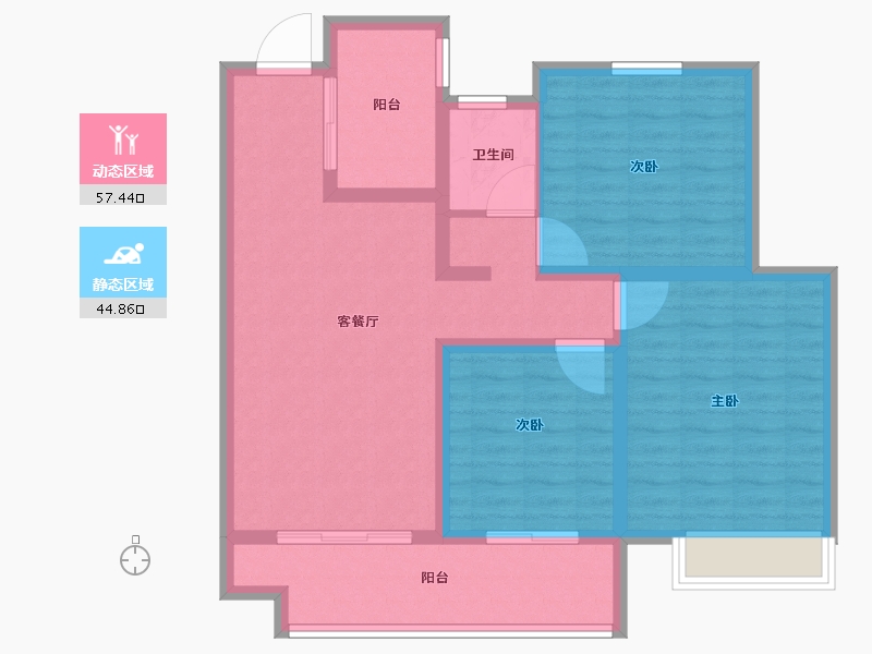 山东省-泰安市-恒地·玺悦-91.45-户型库-动静分区