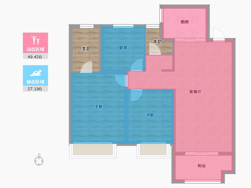 河北省-保定市-荣盛锦绣书苑-85.60-户型库-动静分区