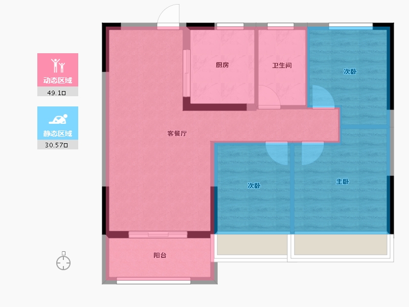 江苏省-无锡市-龙湖长泰景粼天著-71.57-户型库-动静分区