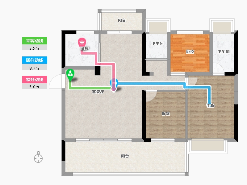 湖南省-怀化市-沅陵碧桂园-106.71-户型库-动静线