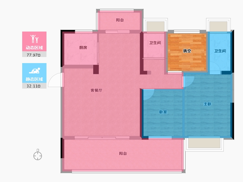 湖南省-怀化市-沅陵碧桂园-106.71-户型库-动静分区