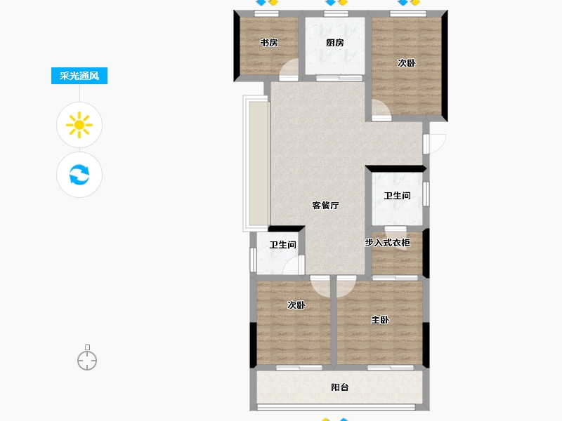 浙江省-杭州市-保利都和轩-95.00-户型库-采光通风