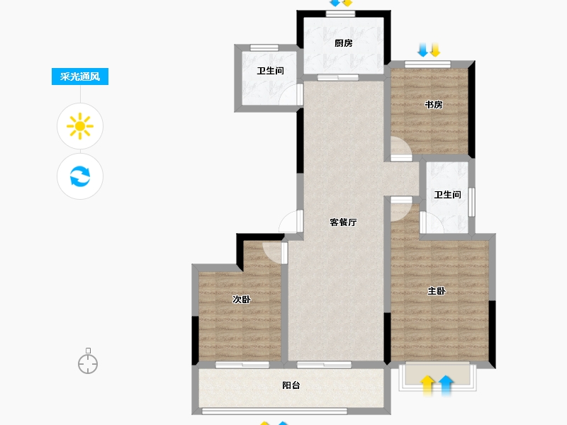 浙江省-杭州市-云彩之城-96.71-户型库-采光通风