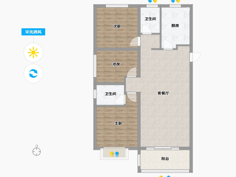 河北省-保定市-观璟臺-95.73-户型库-采光通风