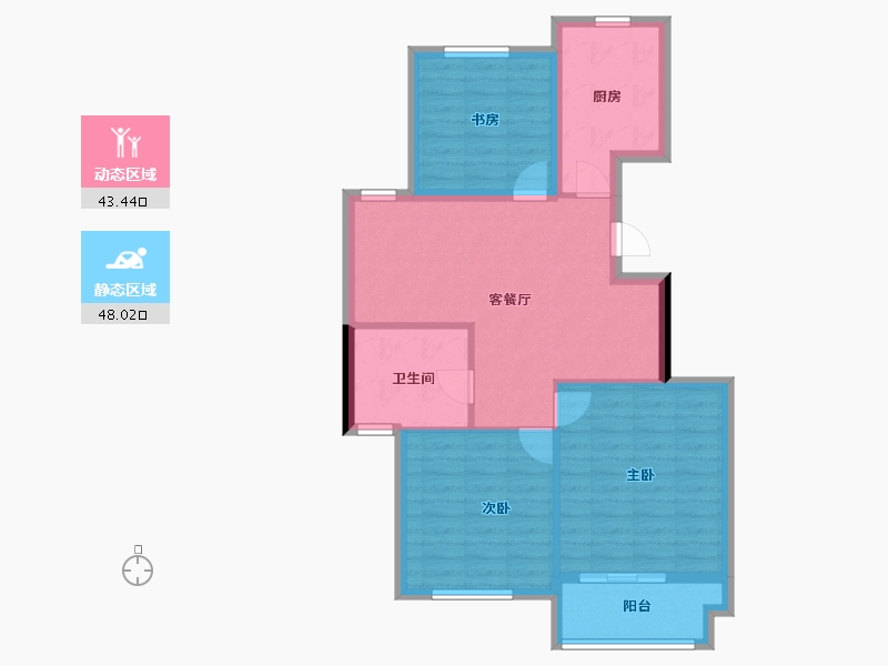 浙江省-杭州市-浅山明月府-82.52-户型库-动静分区