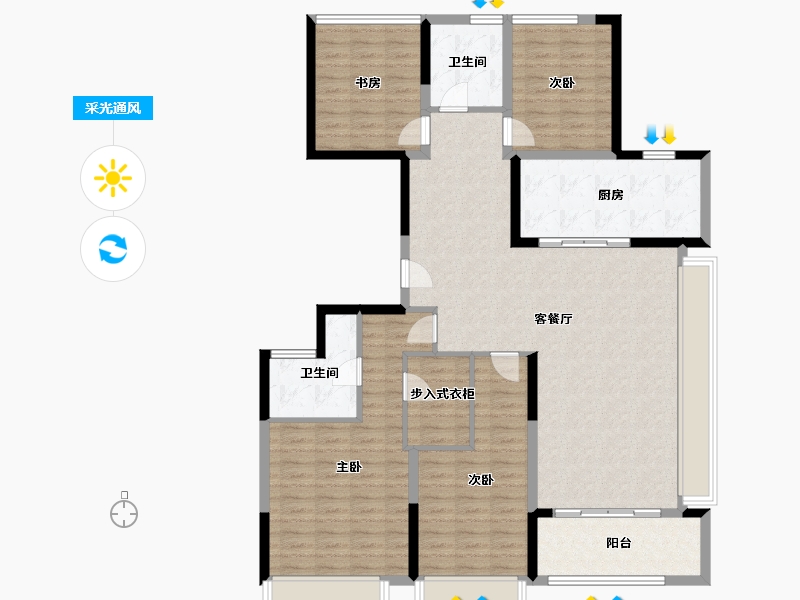 浙江省-舟山市-绿城晓风印月花园-136.67-户型库-采光通风