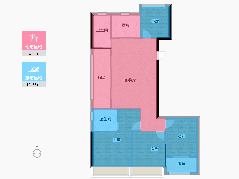 浙江省-杭州市-滨康天曜城-99.77-户型库-动静分区