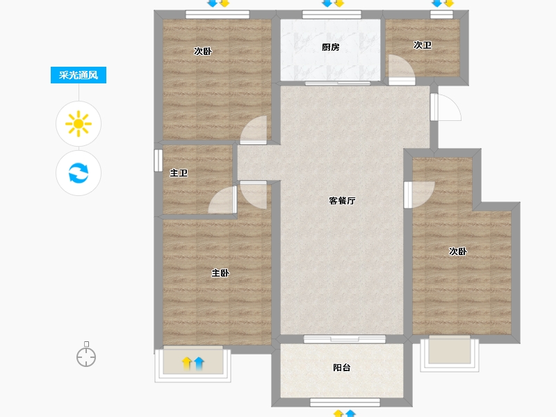 河北省-保定市-荣盛锦绣书苑-87.98-户型库-采光通风