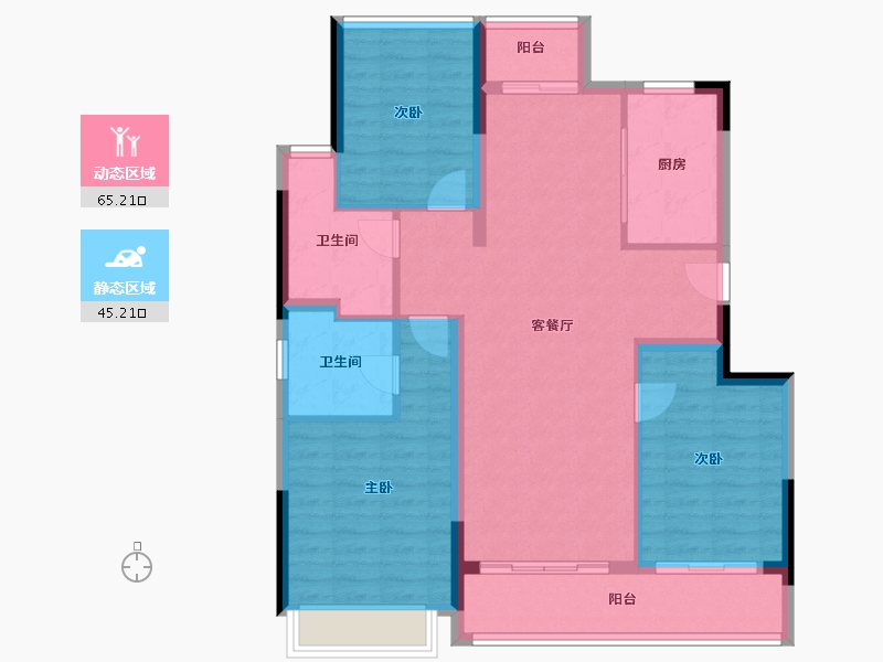 浙江省-舟山市-绿城晓风印月花园-99.67-户型库-动静分区