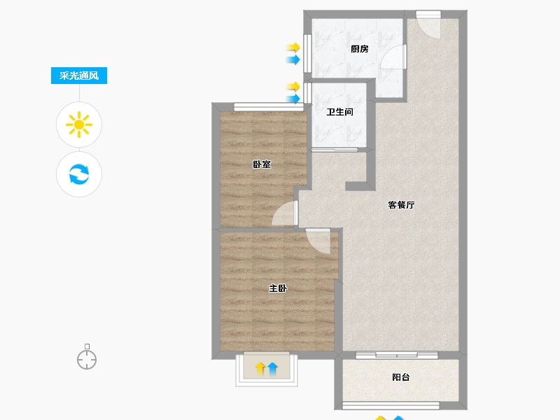 河北省-保定市-碧桂园清苑新城-68.80-户型库-采光通风