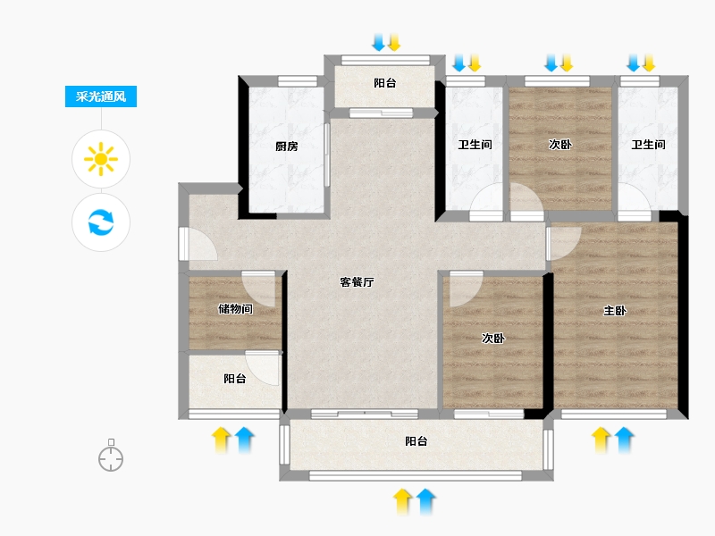 广东省-河源市-龙光城-88.32-户型库-采光通风