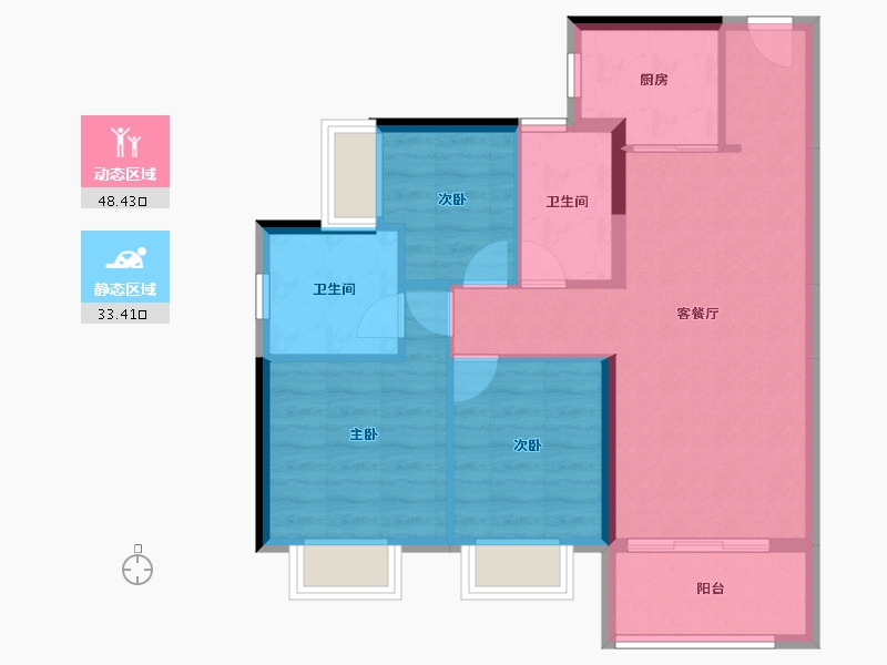 广东省-东莞市-金众柏悦公馆-73.33-户型库-动静分区