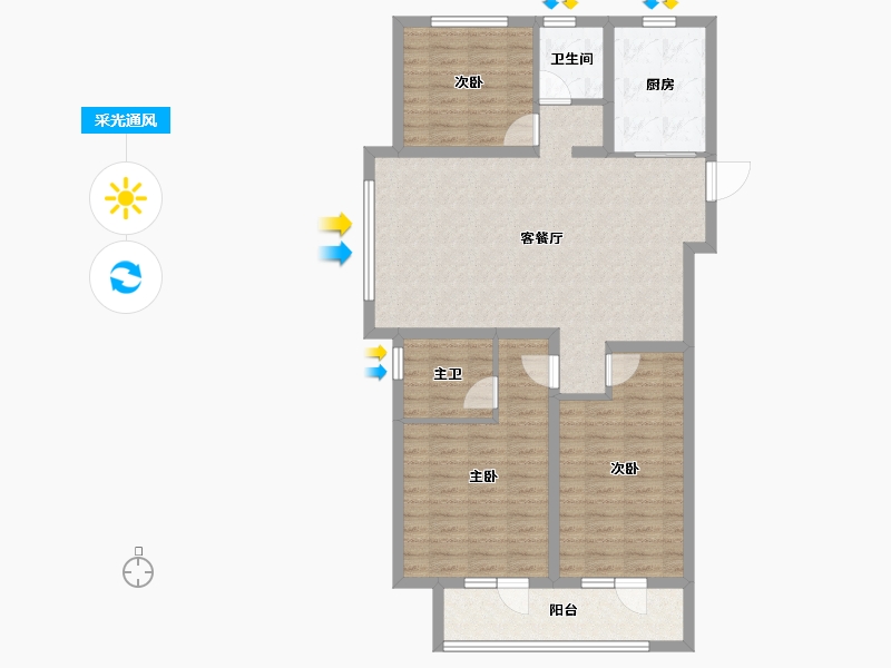 山东省-泰安市-万岳华府四期-102.08-户型库-采光通风