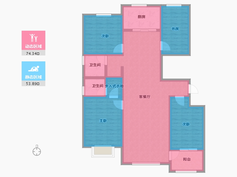 山东省-滨州市-悦溪花城-114.40-户型库-动静分区