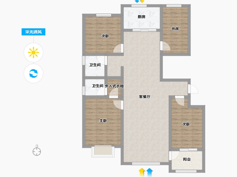 山东省-滨州市-悦溪花城-114.40-户型库-采光通风