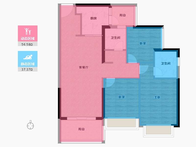 广东省-广州市-富力南驰富颐华庭-84.00-户型库-动静分区