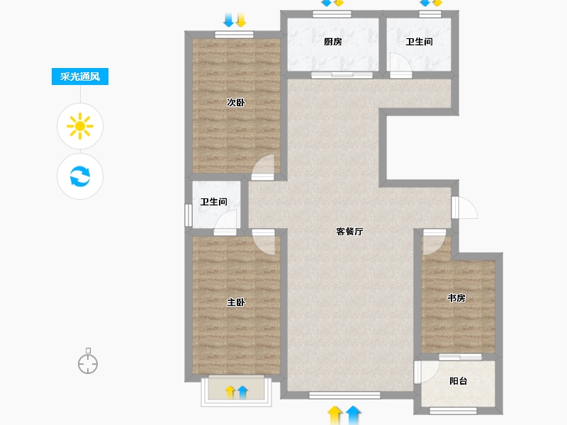 山东省-滨州市-悦溪花城-103.20-户型库-采光通风