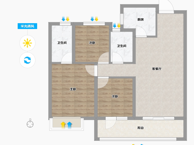 山东省-泰安市-万岳华府四期-84.80-户型库-采光通风