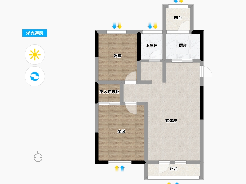 辽宁省-大连市-中车花溪镇二期-67.60-户型库-采光通风