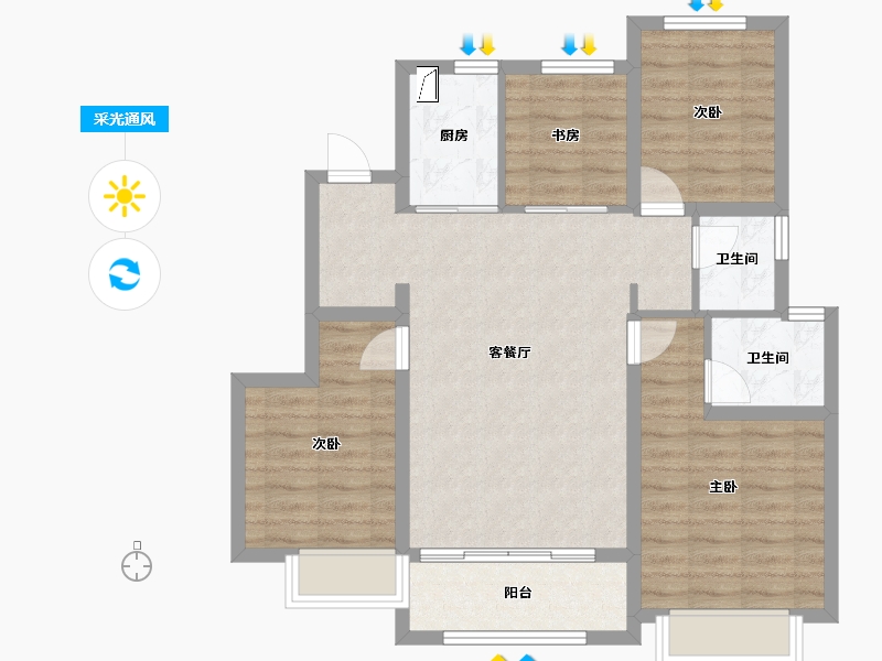 河北省-唐山市-锦绣天樾-82.99-户型库-采光通风