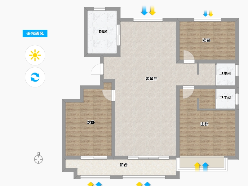 山东省-滨州市-惠众·丽景华庭-112.00-户型库-采光通风