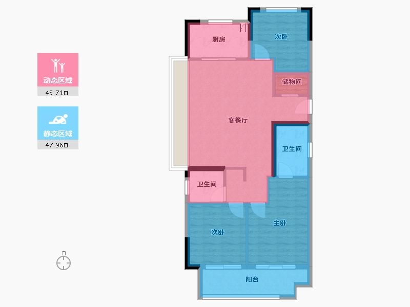 湖北省-武汉市-上坤大都会-84.00-户型库-动静分区