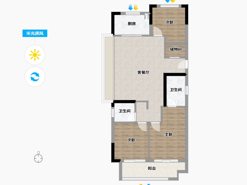 湖北省-武汉市-上坤大都会-84.00-户型库-采光通风