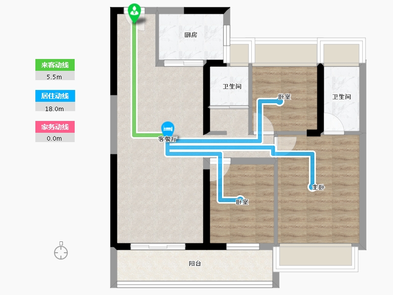 湖北省-荆门市-碧桂园楚悦台-73.73-户型库-动静线