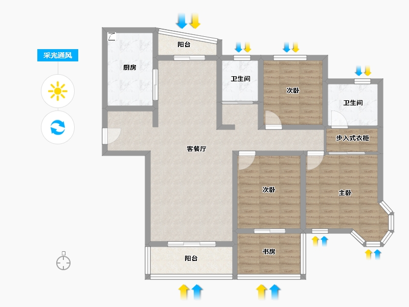 湖南省-长沙市-长潭佳园-108.00-户型库-采光通风