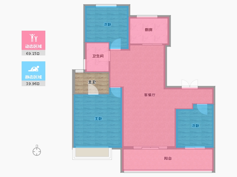 山东省-泰安市-万岳华府四期-104.00-户型库-动静分区