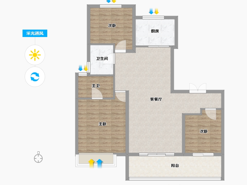 山东省-泰安市-万岳华府四期-104.00-户型库-采光通风