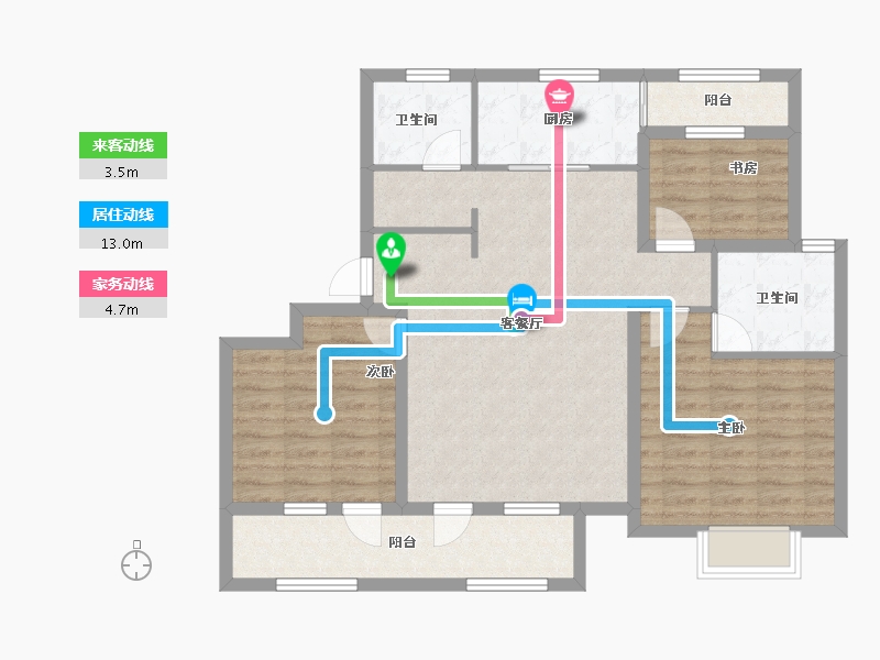 甘肃省-武威市-青岛花园-94.40-户型库-动静线