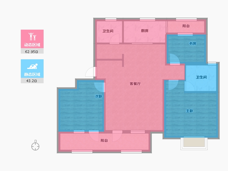 甘肃省-武威市-青岛花园-94.40-户型库-动静分区