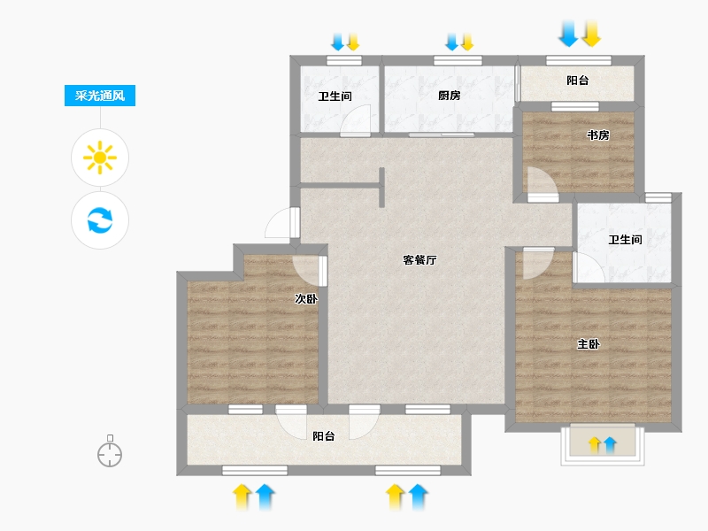 甘肃省-武威市-青岛花园-94.40-户型库-采光通风