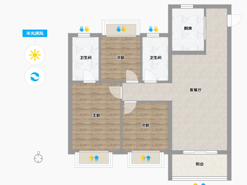 湖北省-武汉市-金辉世界城-79.37-户型库-采光通风