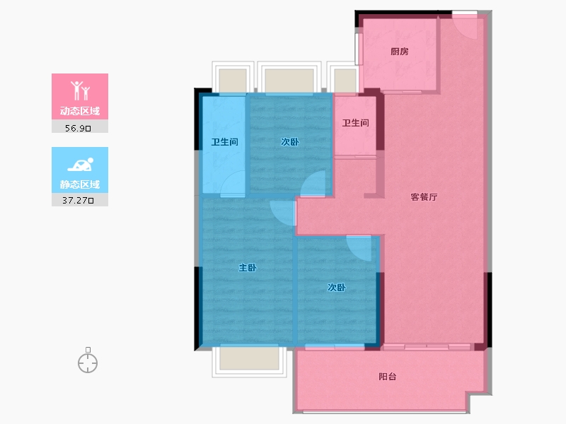 福建省-莆田市-碧桂园天城-85.65-户型库-动静分区