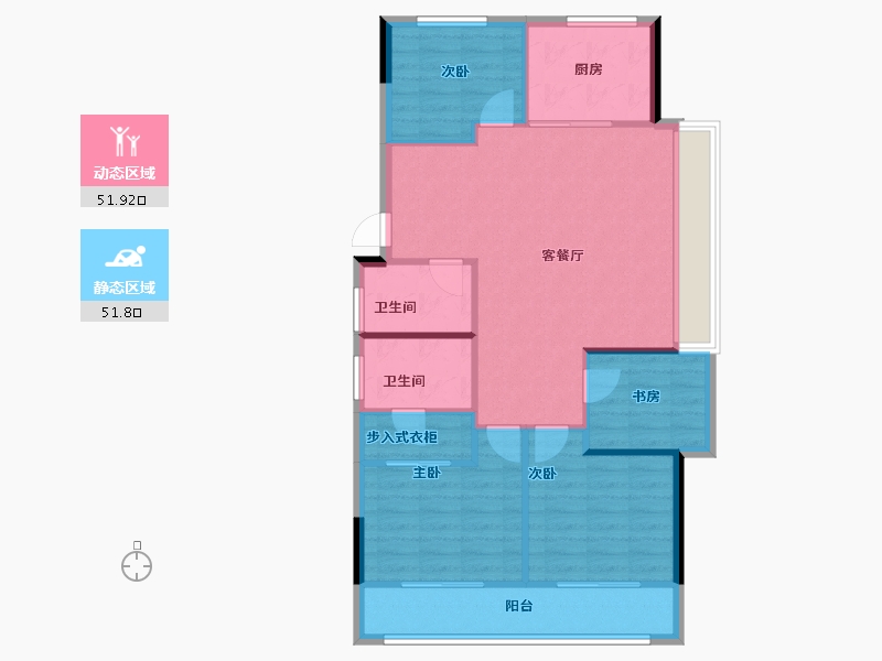 浙江省-杭州市-万泰华章-94.96-户型库-动静分区