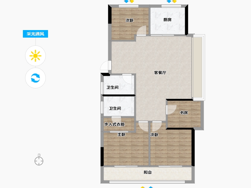 浙江省-杭州市-万泰华章-94.96-户型库-采光通风