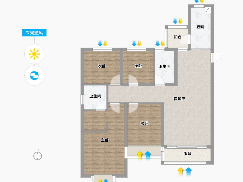 山东省-滨州市-中海·逸品苑-100.00-户型库-采光通风