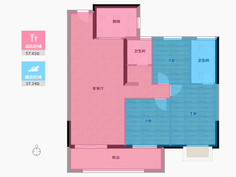 湖北省-武汉市-交投合盛嘉园-85.37-户型库-动静分区