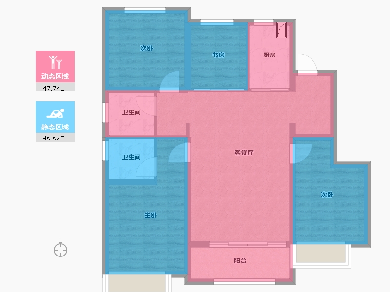 河北省-唐山市-锦绣天樾-83.83-户型库-动静分区