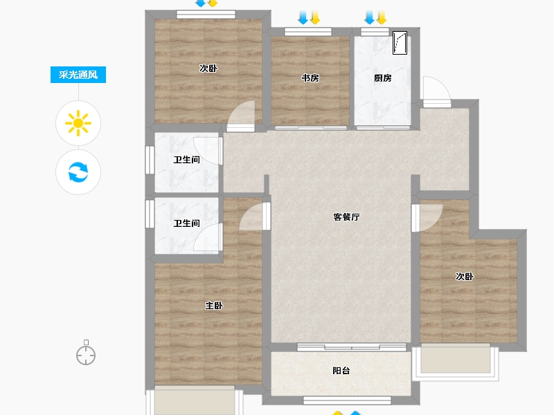 河北省-唐山市-锦绣天樾-83.83-户型库-采光通风