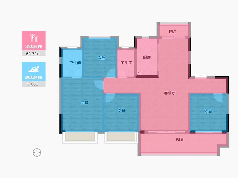 江西省-上饶市-万融加州·江山明樾-103.17-户型库-动静分区