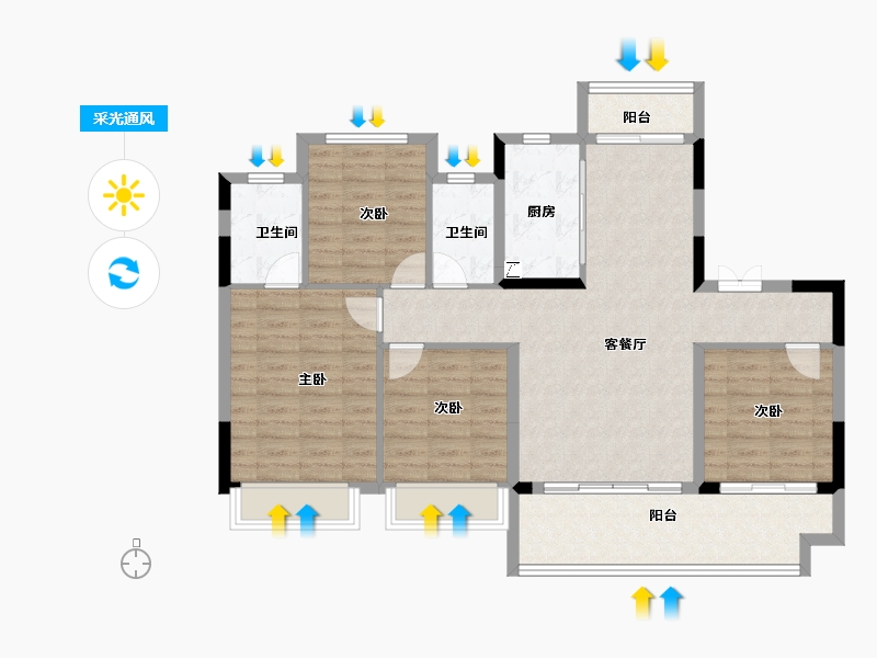 江西省-上饶市-万融加州·江山明樾-103.17-户型库-采光通风