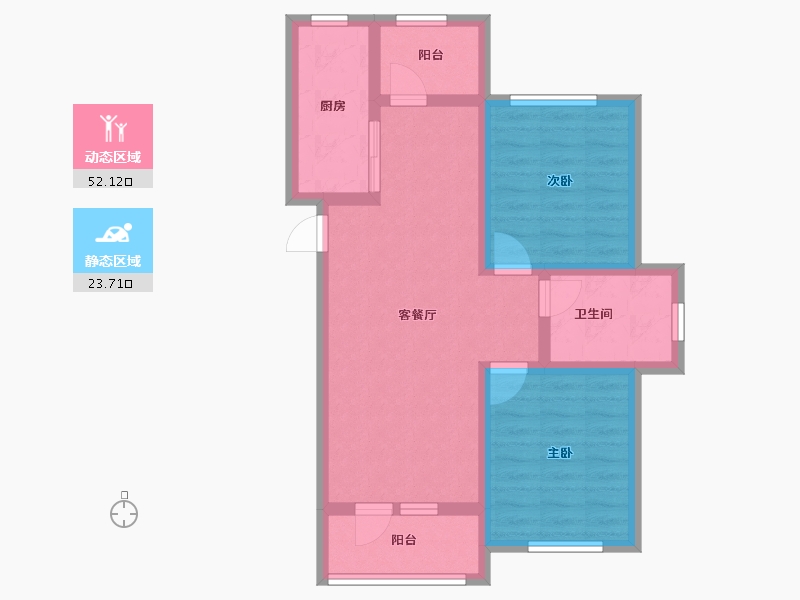 辽宁省-大连市-中车花溪镇二期-66.54-户型库-动静分区