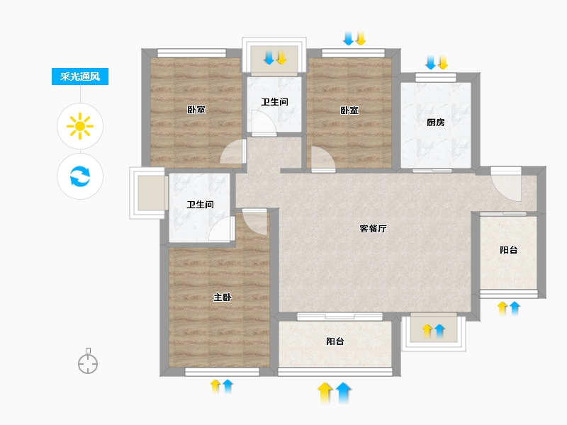 广东省-广州市-珠江花城-70.40-户型库-采光通风