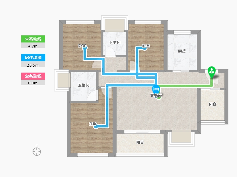 广东省-广州市-珠江花城-70.40-户型库-动静线