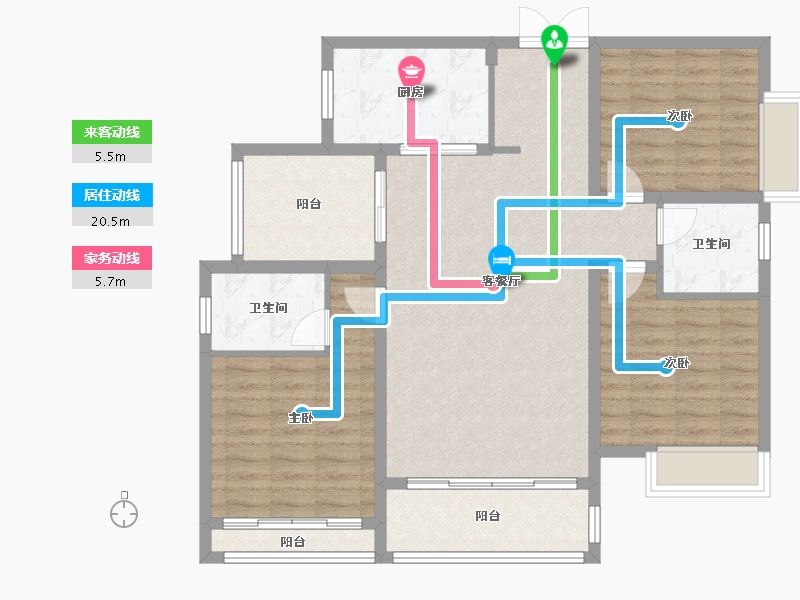 湖南省-湘西土家族苗族自治州-凤凰德馨园-103.11-户型库-动静线