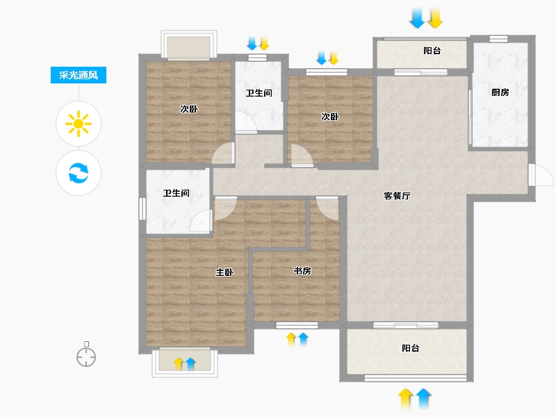 湖北省-荆门市-岚光·瑞丽湾-120.86-户型库-采光通风